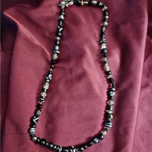 Black and White Glass Beaded Necklace